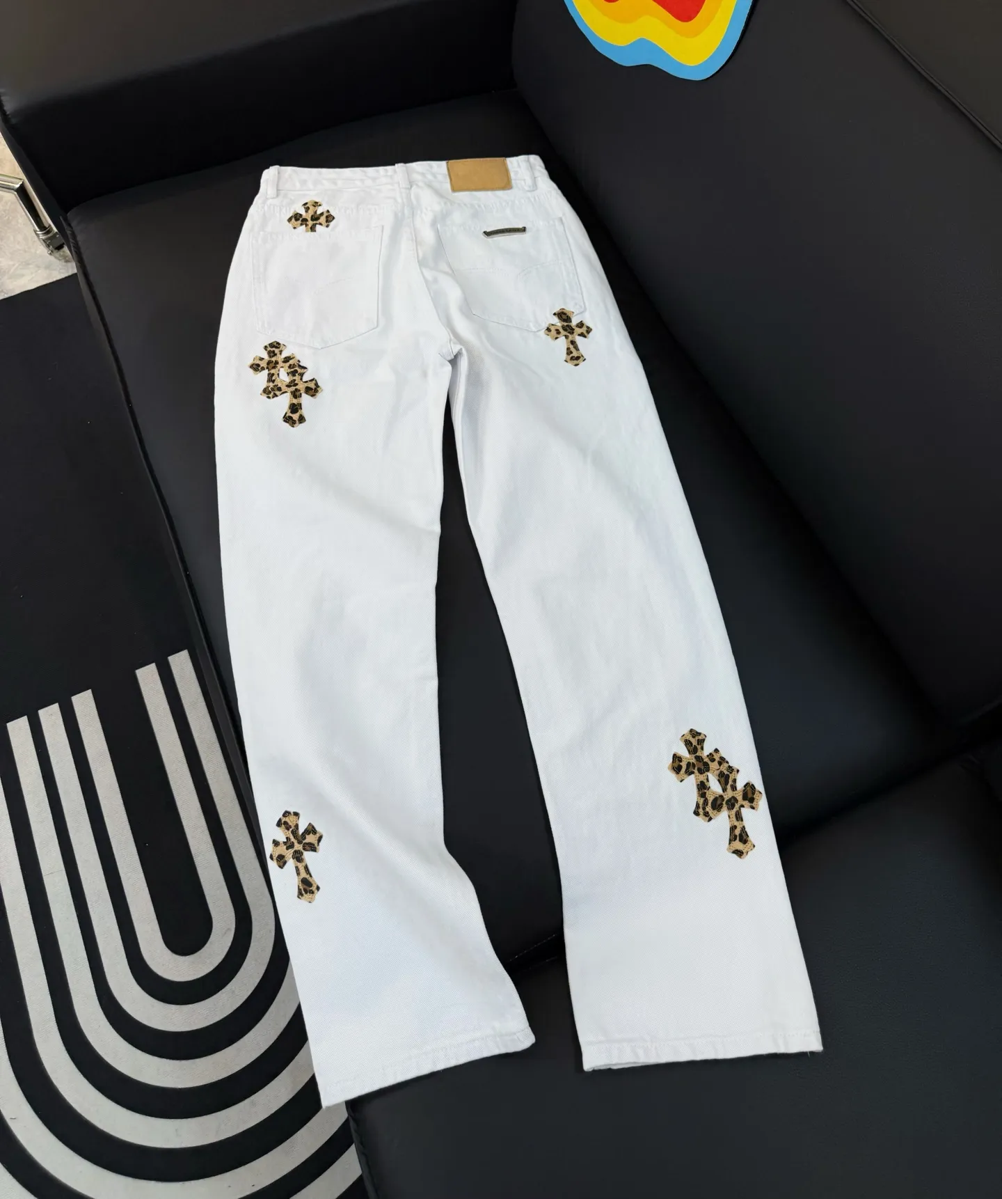 P260 Style number: D308 Chrome Hearts white striped jeans SIZE #28 30 32 34